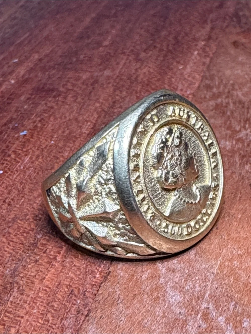 Men's Gold tone  Coin Signet Ring - Classic Profile Design